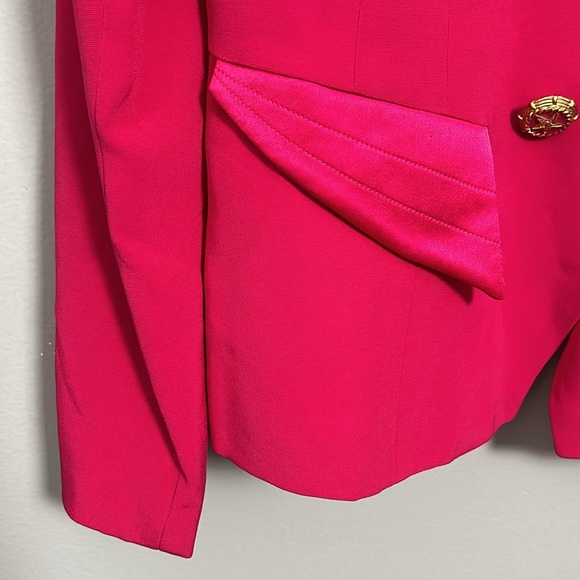Vintage Banu Paris Fuchsia Double Breasted Satin Blazer size 12 - Picture 7 of 12